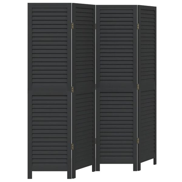 vidaXL Kamerscherm 4 Panelen Paulowniahout Zwart - 30% Korting