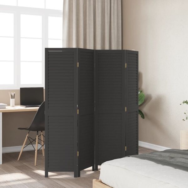 vidaXL Kamerscherm 4 Panelen Paulowniahout Zwart - 30% Korting
