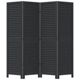 vidaXL Kamerscherm 4 Panelen Paulowniahout Zwart - 30% Korting