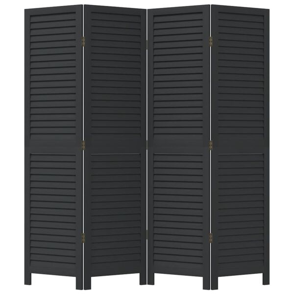 vidaXL Kamerscherm 4 Panelen Paulowniahout Zwart - 30% Korting