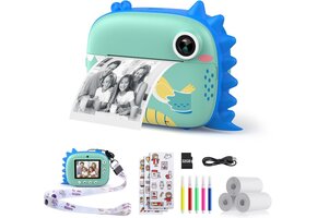Kindercamera Instant Blauw - 20MP Dubbele Camera met Direct Print & 32GB SD