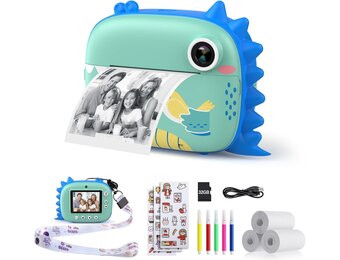 Kindercamera Instant Blauw - 20MP Dubbele Camera met Direct Print & 32GB SD
