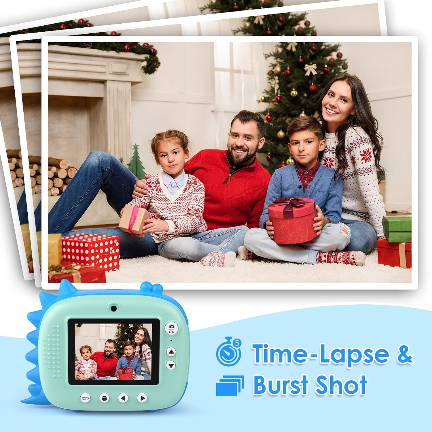 Kindercamera Instant Blauw - 20MP Dubbele Camera met Direct Print & 32GB SD