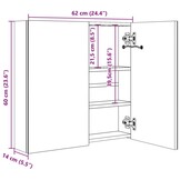 Badkamerkast met Spiegel & LED - 62x14x60 cm - 30% Korting!
