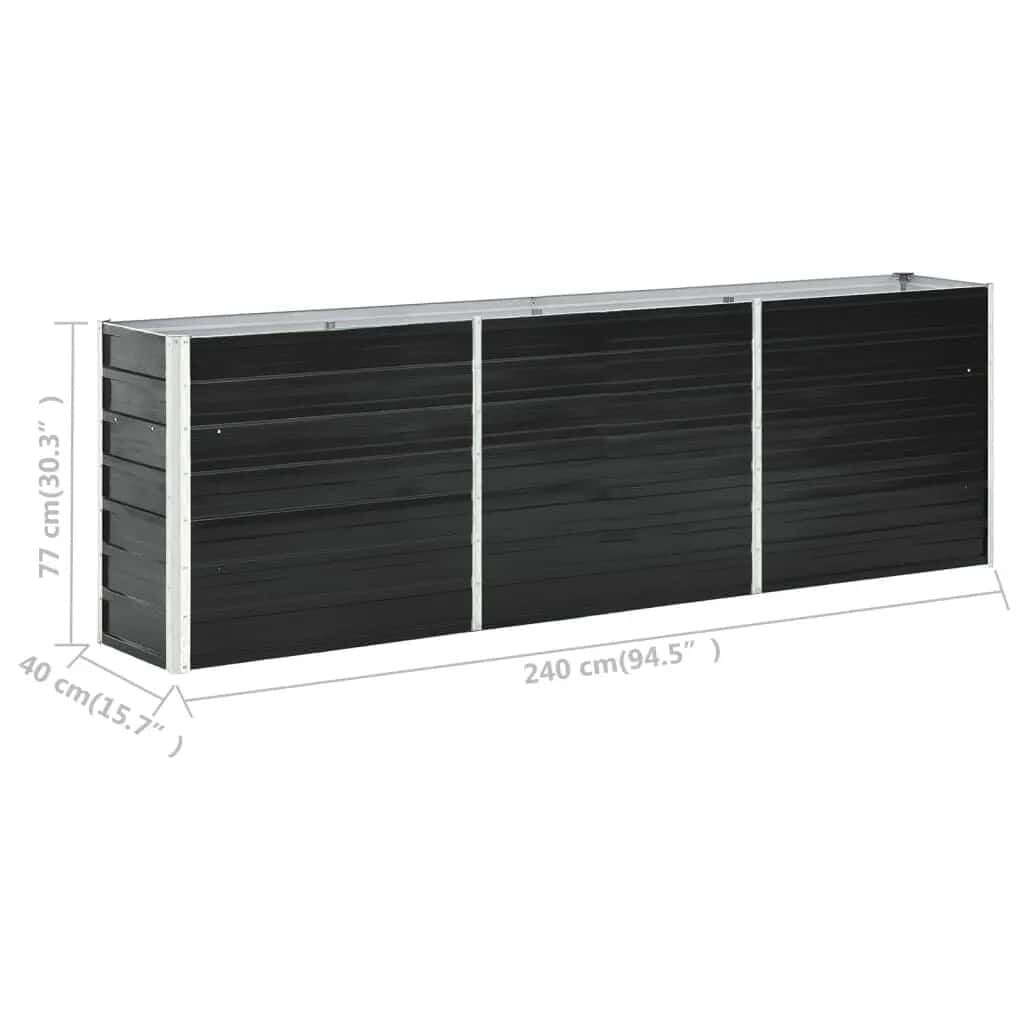 Verhoogde Plantenbak Gegalvaniseerd Staal 240x40x77cm Antraciet - 34% Korting!