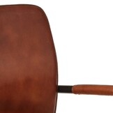 Bruine lederen fauteuil met ijzeren frame - 35% korting