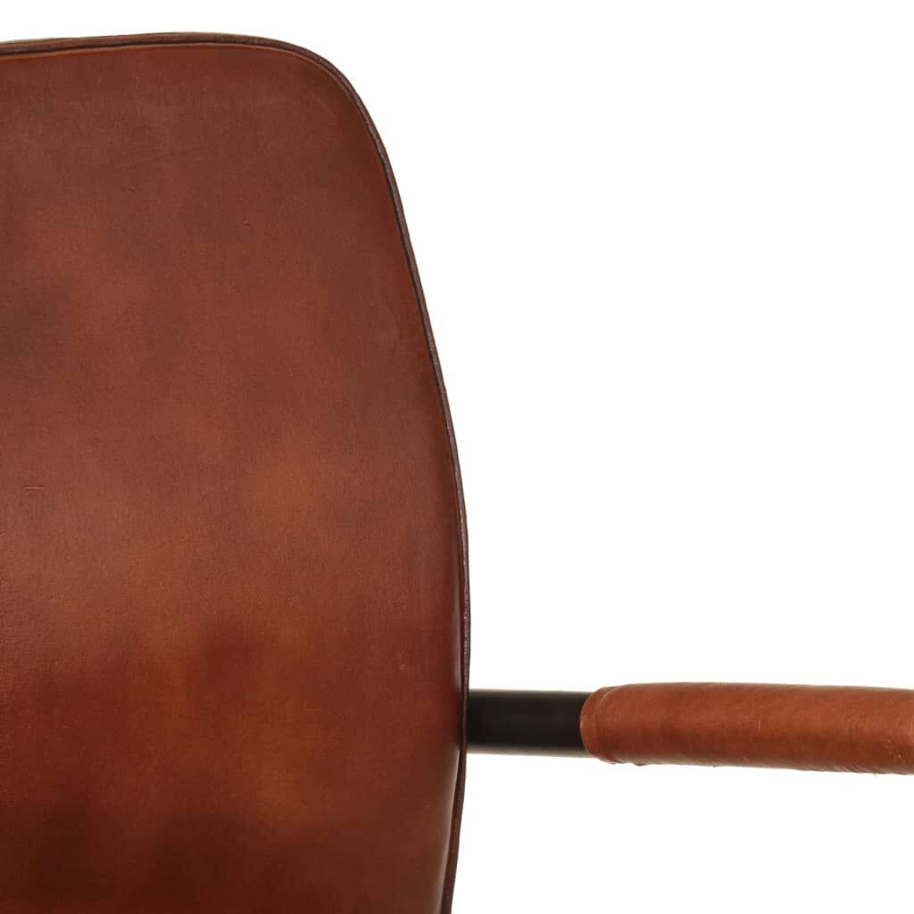 Bruine lederen fauteuil met ijzeren frame - 35% korting
