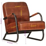Bruine lederen fauteuil met ijzeren frame - 35% korting