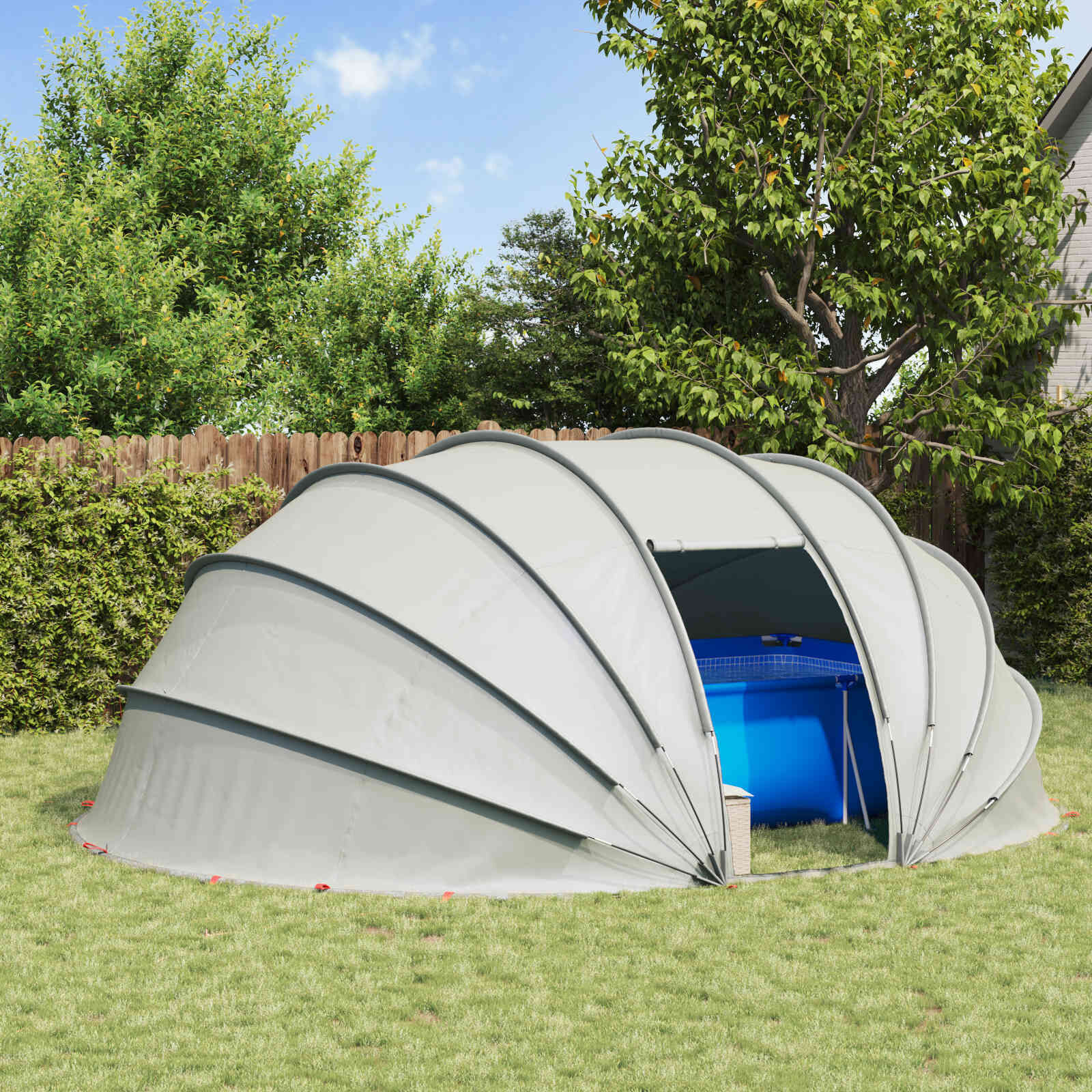 vidaXL Zwembad Tent Koepel 538x440x204cm Grijs - 35% Korting