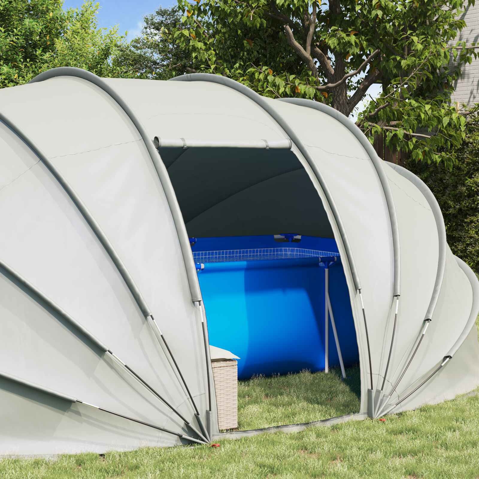 vidaXL Zwembad Tent Koepel 538x440x204cm Grijs - 35% Korting