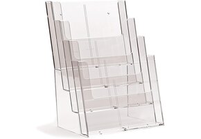 2x Brochurestandaard DIN A4 - 4 etages - Transparant Polystyreen - Wandmontage Mogelijk (51% Korting)