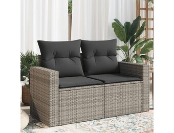 vidaXL Tuinbank 2-zits met Kussens (Polyrotan Grijs) - 30% Korting!