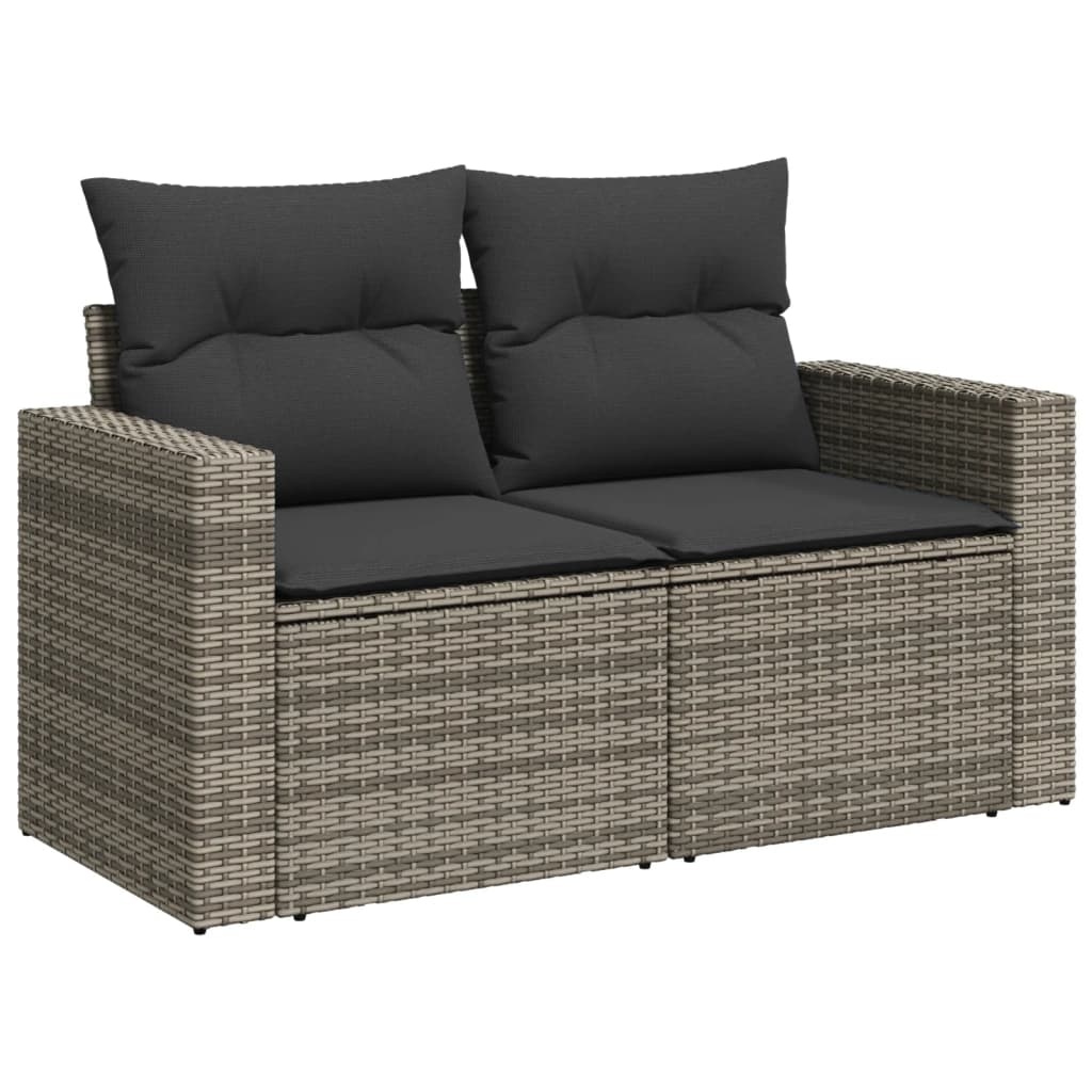 vidaXL Tuinbank 2-zits met Kussens (Polyrotan Grijs) - 30% Korting!
