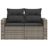 vidaXL Tuinbank 2-zits met Kussens (Polyrotan Grijs) - 30% Korting!