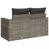 vidaXL Tuinbank 2-zits met Kussens (Polyrotan Grijs) - 30% Korting!