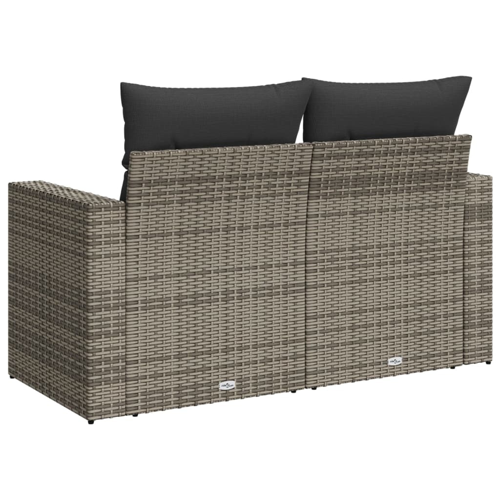 vidaXL Tuinbank 2-zits met Kussens (Polyrotan Grijs) - 30% Korting!