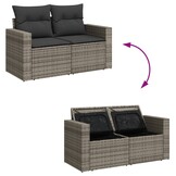 vidaXL Tuinbank 2-zits met Kussens (Polyrotan Grijs) - 30% Korting!
