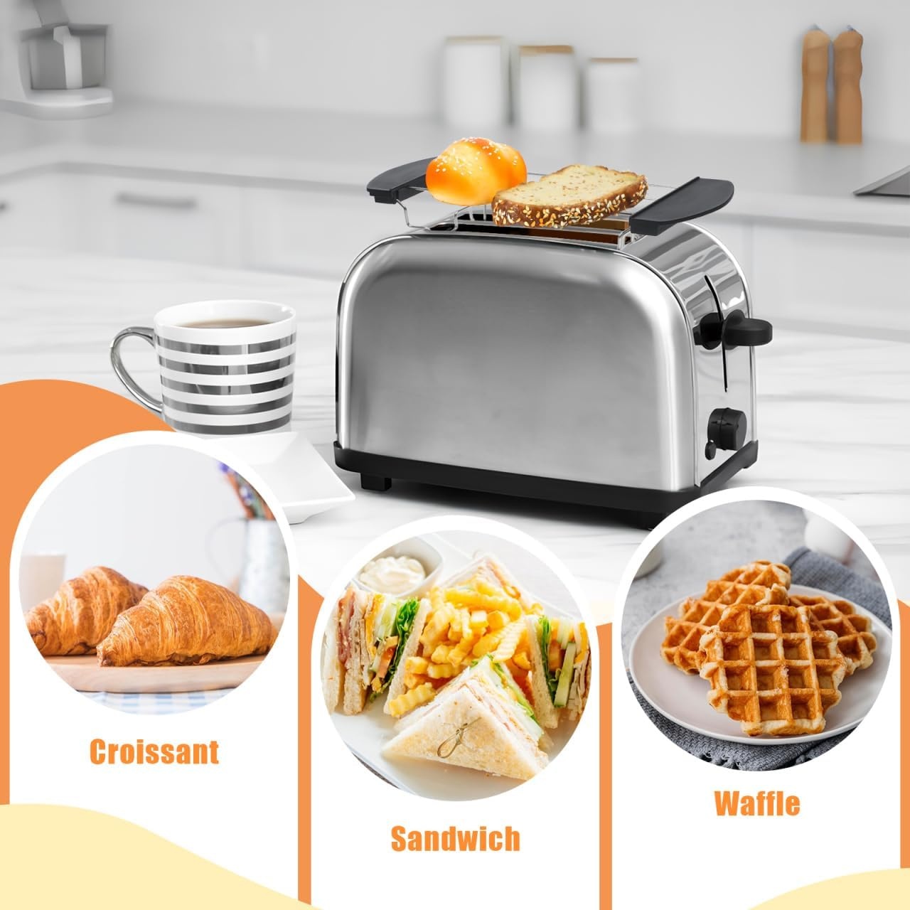 Warmhoud- & Grillrooster voor Broodrooster | Roestvrij Staal | 75% Korting