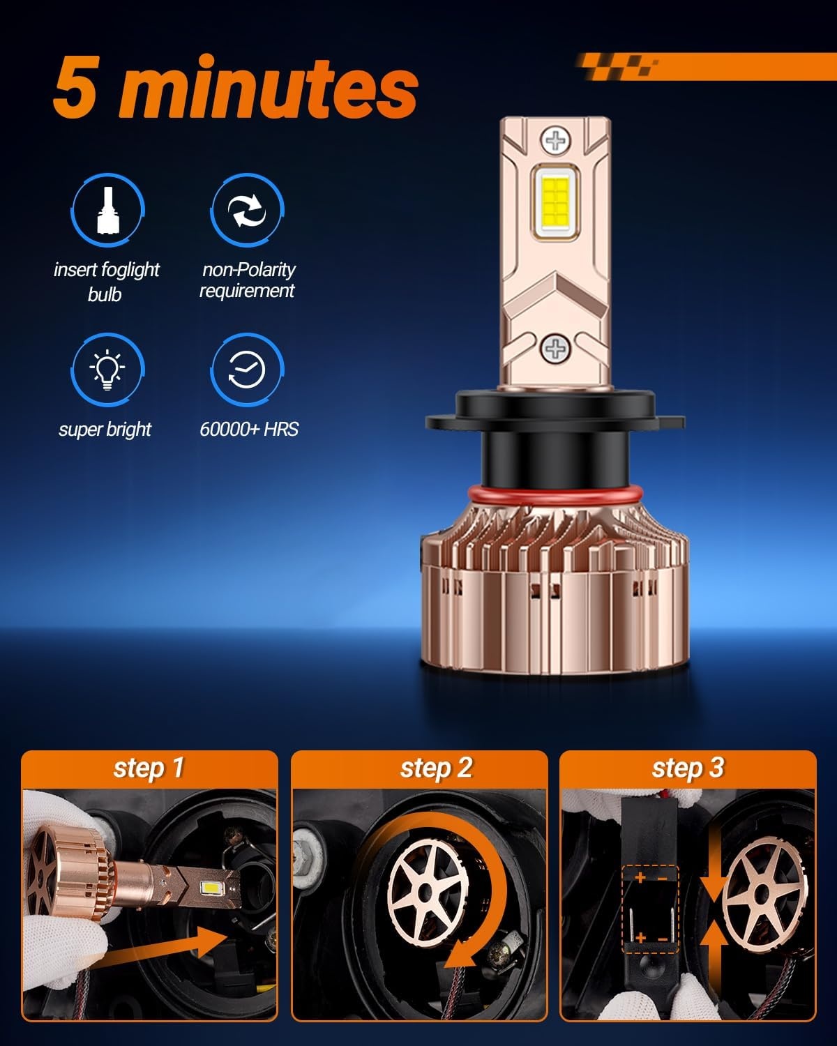H7 LED Koplampen: 40.000 Lumen, Daglicht Wit (77% Korting)