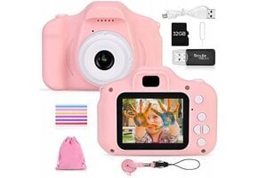 Digitale Kindercamera Roze met 32GB | Veilig Rubber | Vanaf 3 Jaar | 28% Korting