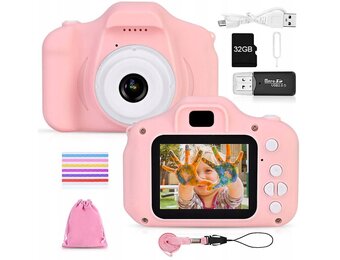 Digitale Kindercamera Roze met 32GB | Veilig Rubber | Vanaf 3 Jaar | 28% Korting