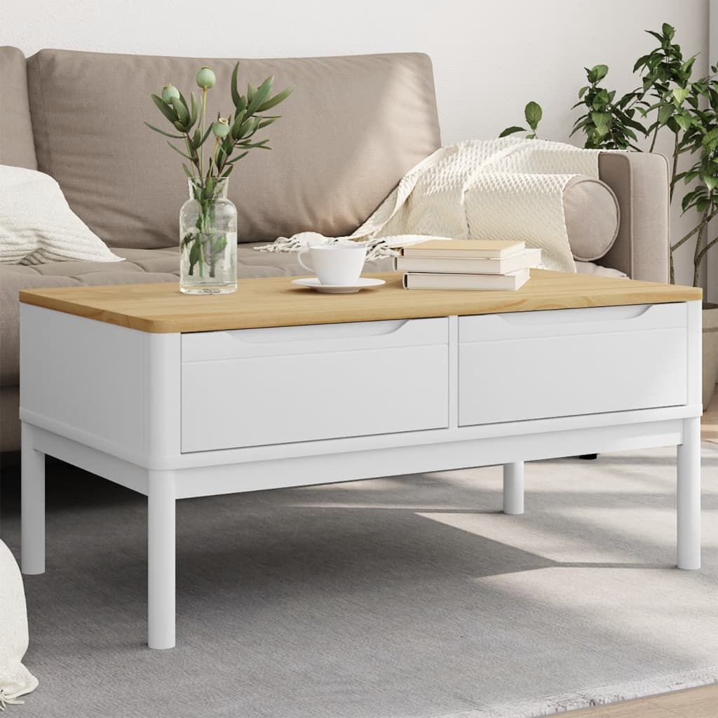 vidaXL Salontafel FLORO Grenenhout Wit - 35% Korting