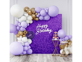 Paarse Pailletten Wandpanelen 30x30cm (24st) 2.16m² - Feestdecoratie
