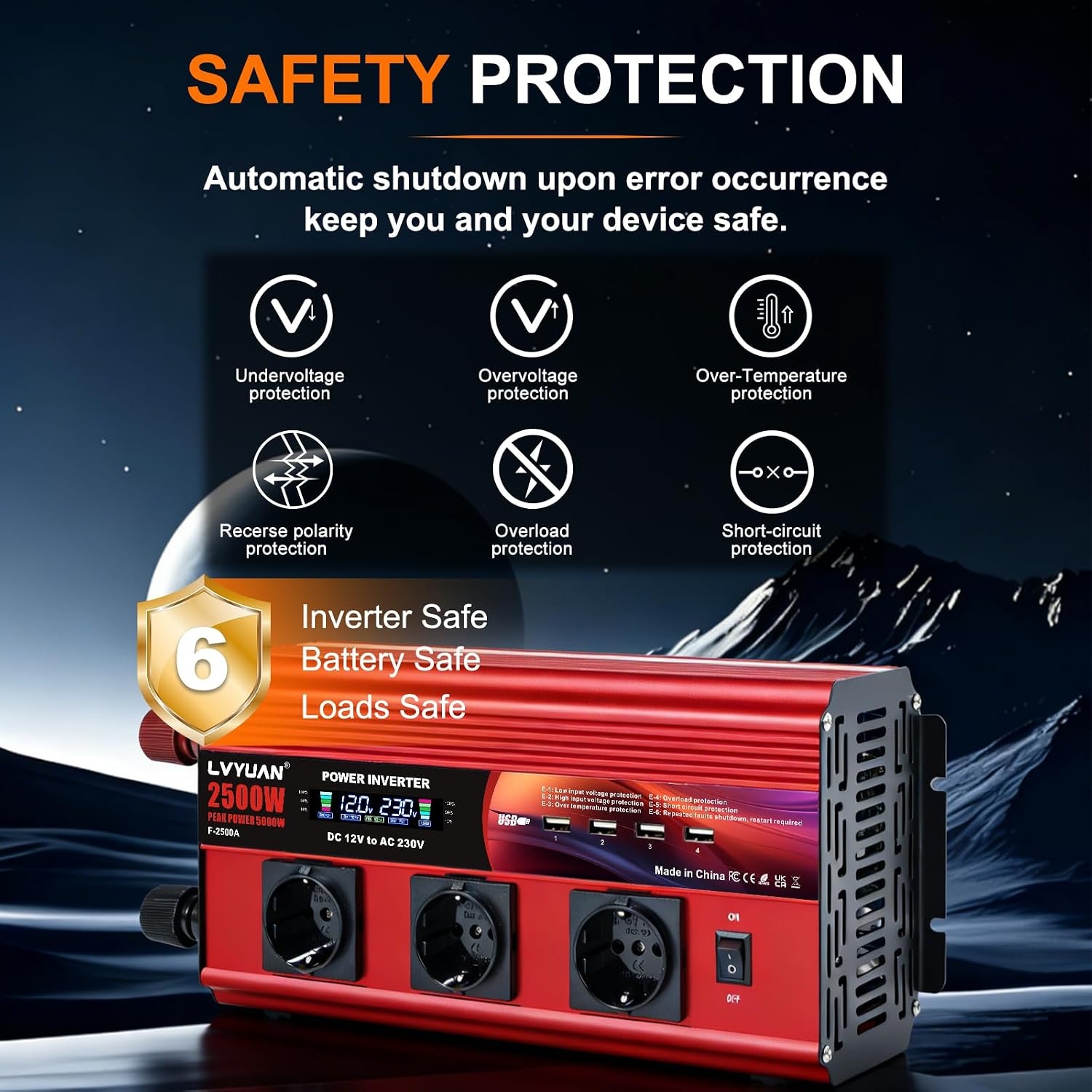 Omvormer 12V naar 230V - 2500W - 35% Korting!