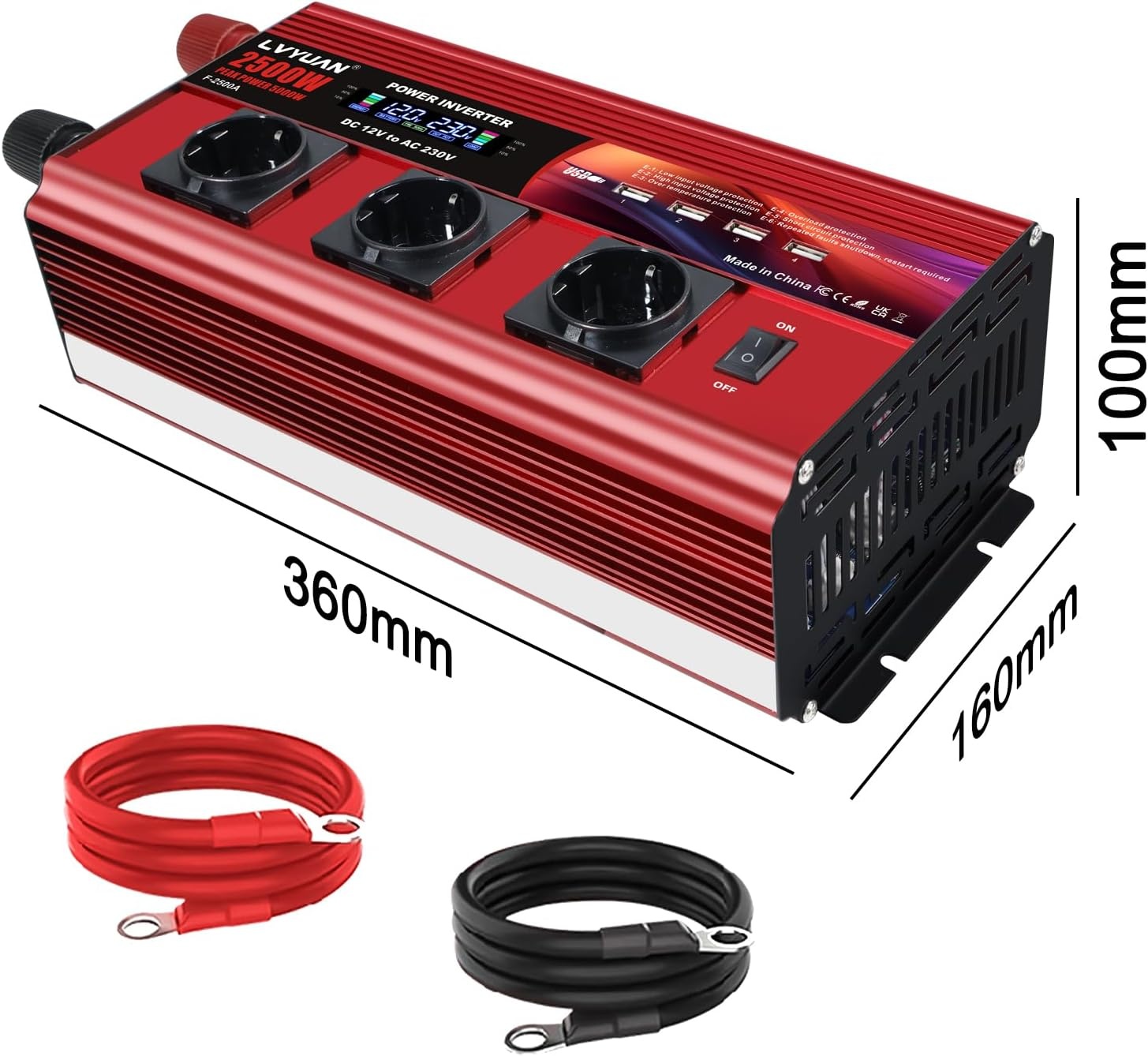 Omvormer 12V naar 230V - 2500W - 35% Korting!