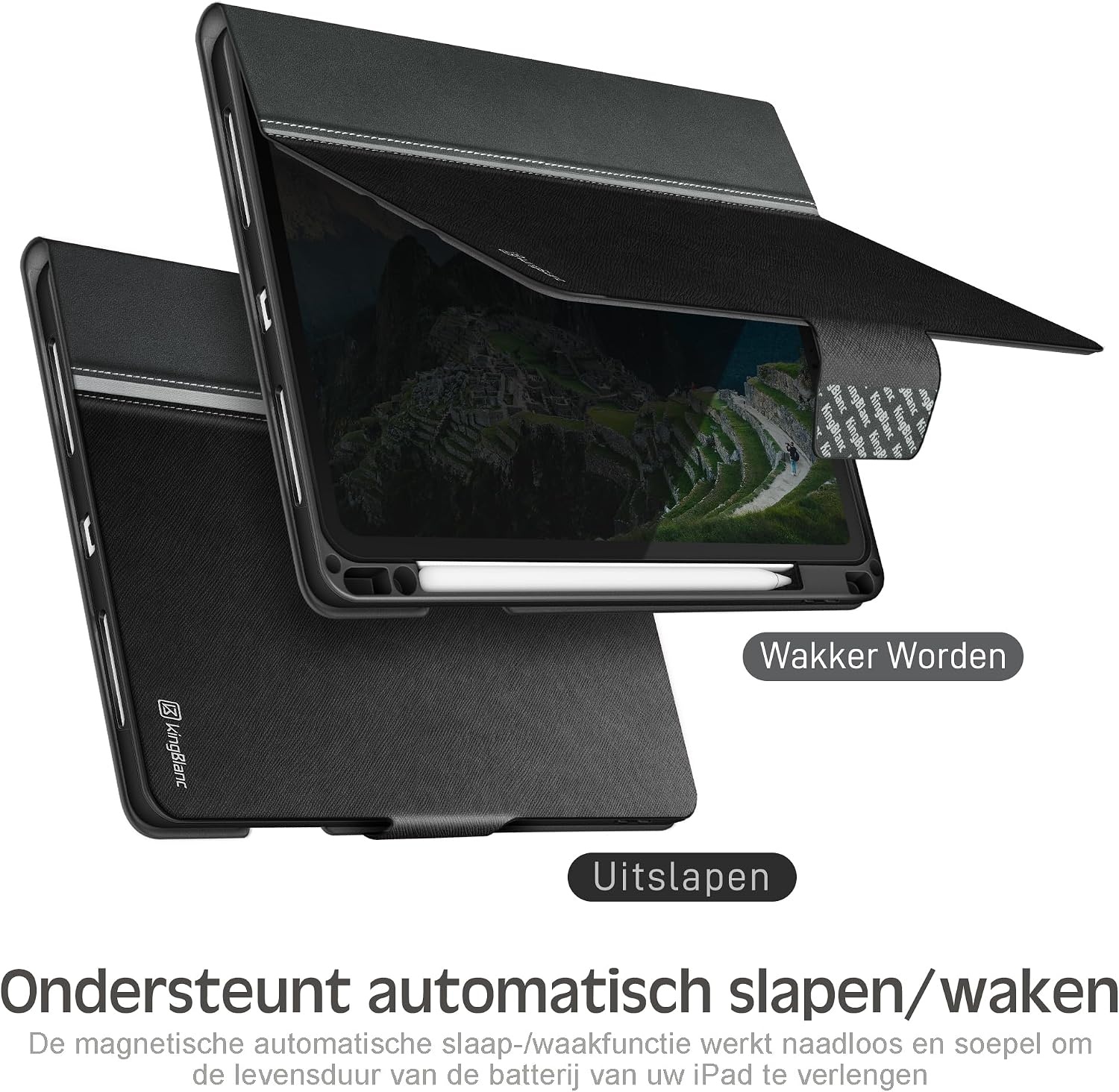 Zwarte iPad Air 5e/4e Gen Hoes met Pencil Houder & Standaard - 78% Korting!
