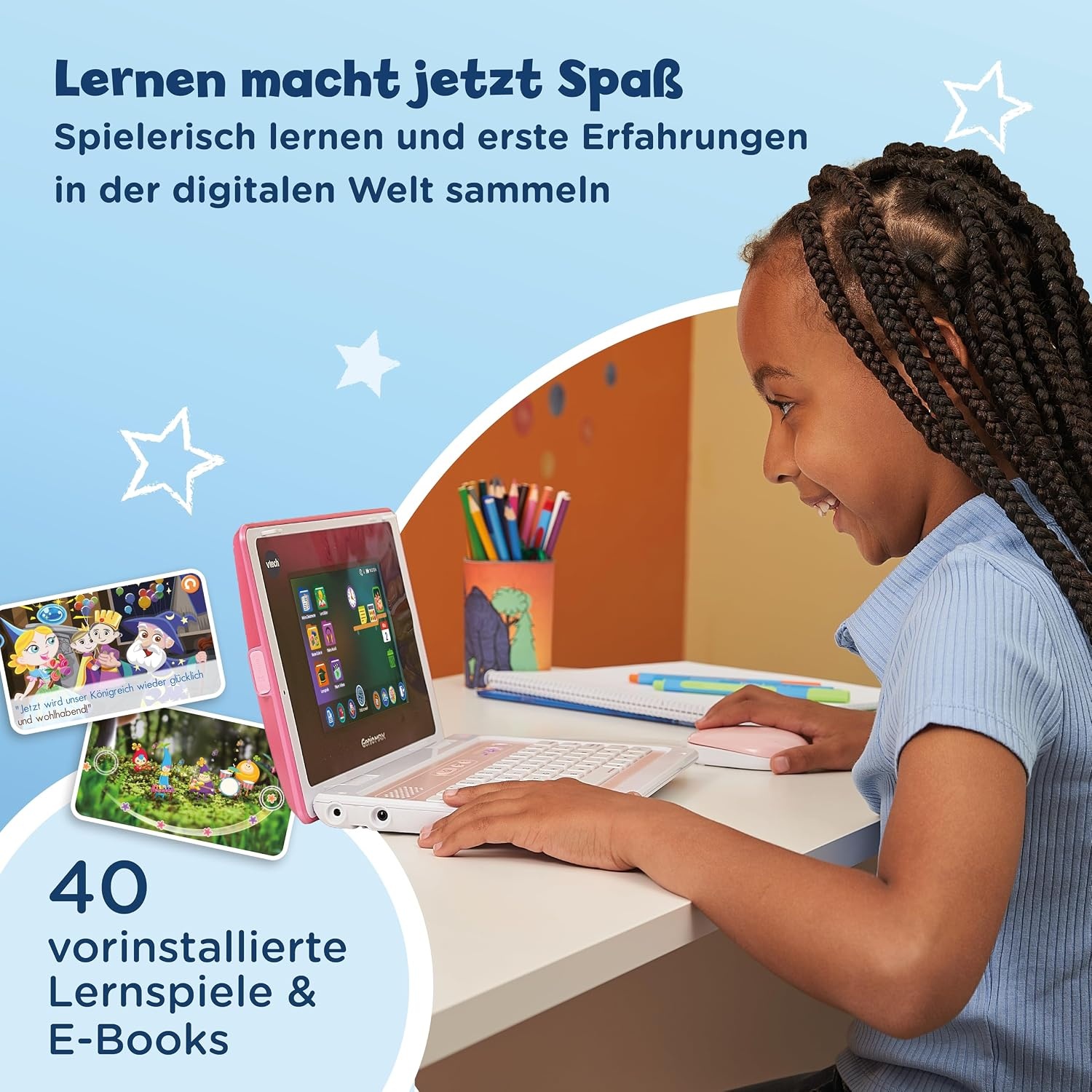 VTech Genio leerlaptop XL roze - 7" LCD, 40 educatieve spellen