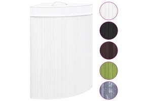 VidaXL Hoekwasmand Bamboe Wit - 60L met 33% Korting