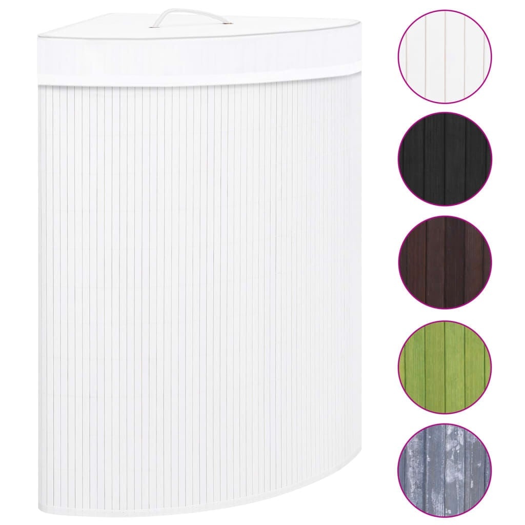 VidaXL Hoekwasmand Bamboe Wit - 60L met 33% Korting