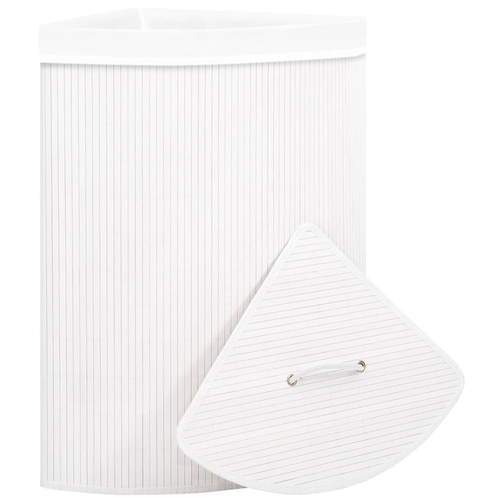 VidaXL Hoekwasmand Bamboe Wit - 60L met 33% Korting