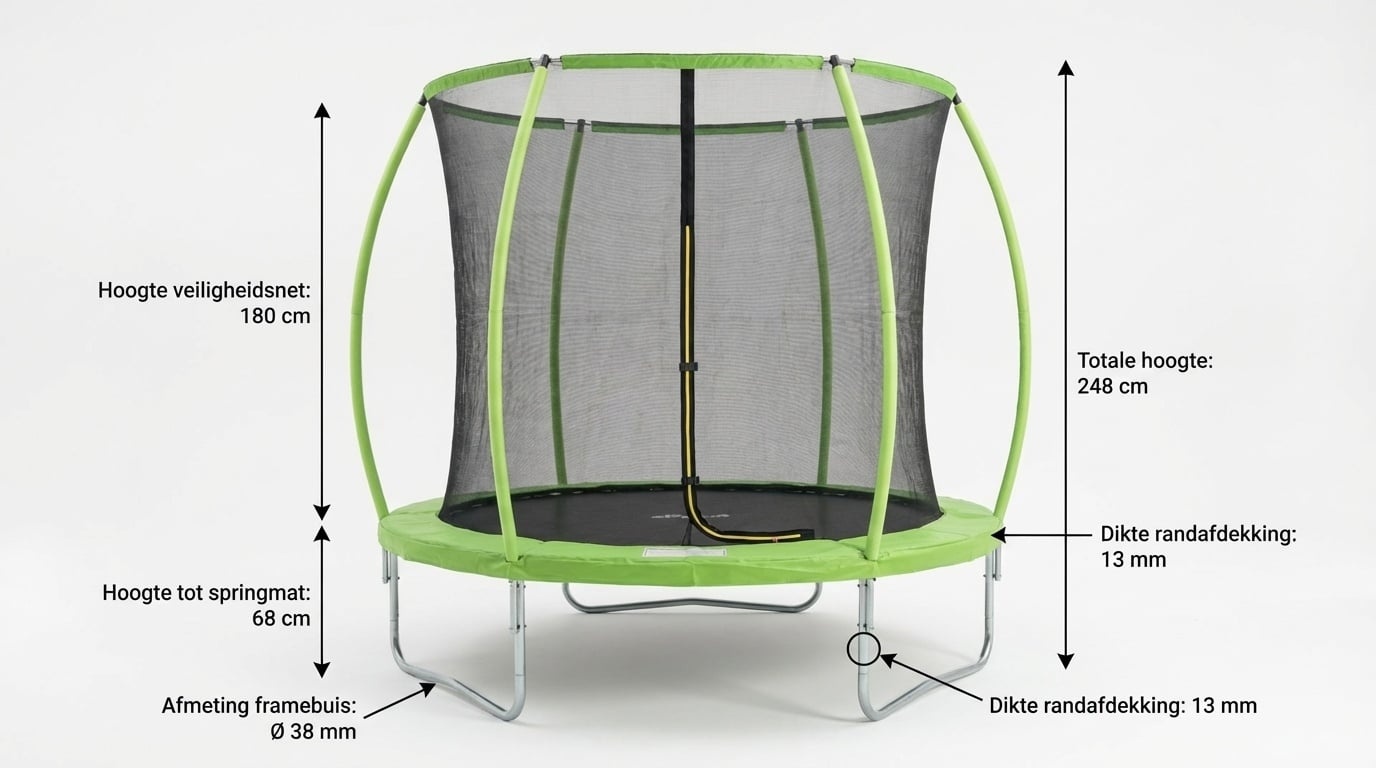 Trampoline 305cm met Veiligheidsnet - Groen/Zwart - 35% Korting
