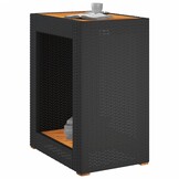Retoure Tuinbijzettafel met Houten Blad - Zwart Poly Rattan (60x40x75 cm) - 34% Korting!