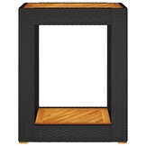 Retoure Tuinbijzettafel met Houten Blad - Zwart Poly Rattan (60x40x75 cm) - 34% Korting!