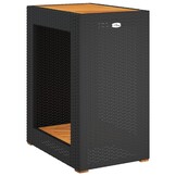 Retoure Tuinbijzettafel met Houten Blad - Zwart Poly Rattan (60x40x75 cm) - 34% Korting!