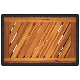 Retoure Tuinbijzettafel met Houten Blad - Zwart Poly Rattan (60x40x75 cm) - 34% Korting!