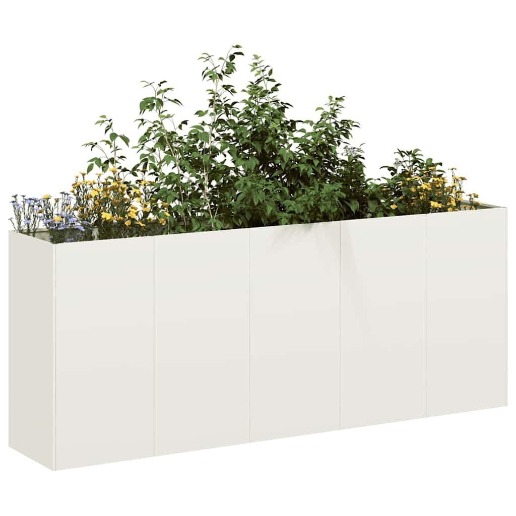 vidaXL Verhoogde Plantenbak 200x40x80 cm - Koudgewalst Staal Wit - 35% Korting