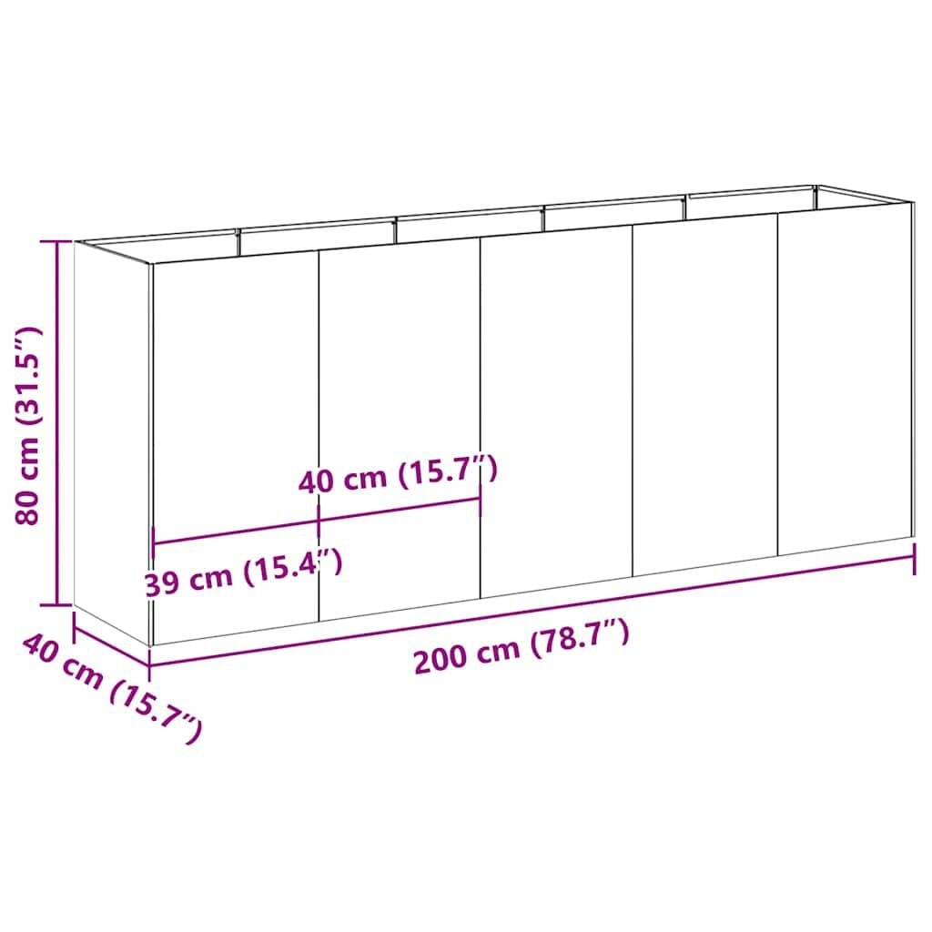 vidaXL Verhoogde Plantenbak 200x40x80 cm - Koudgewalst Staal Wit - 35% Korting