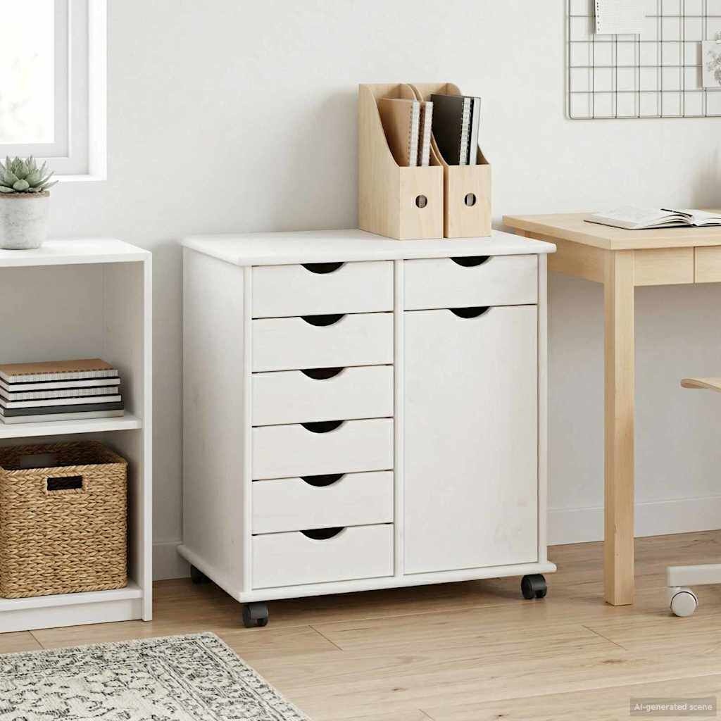vidaXL Wit Houten Rolkast met Lades & Deur - 54% Korting