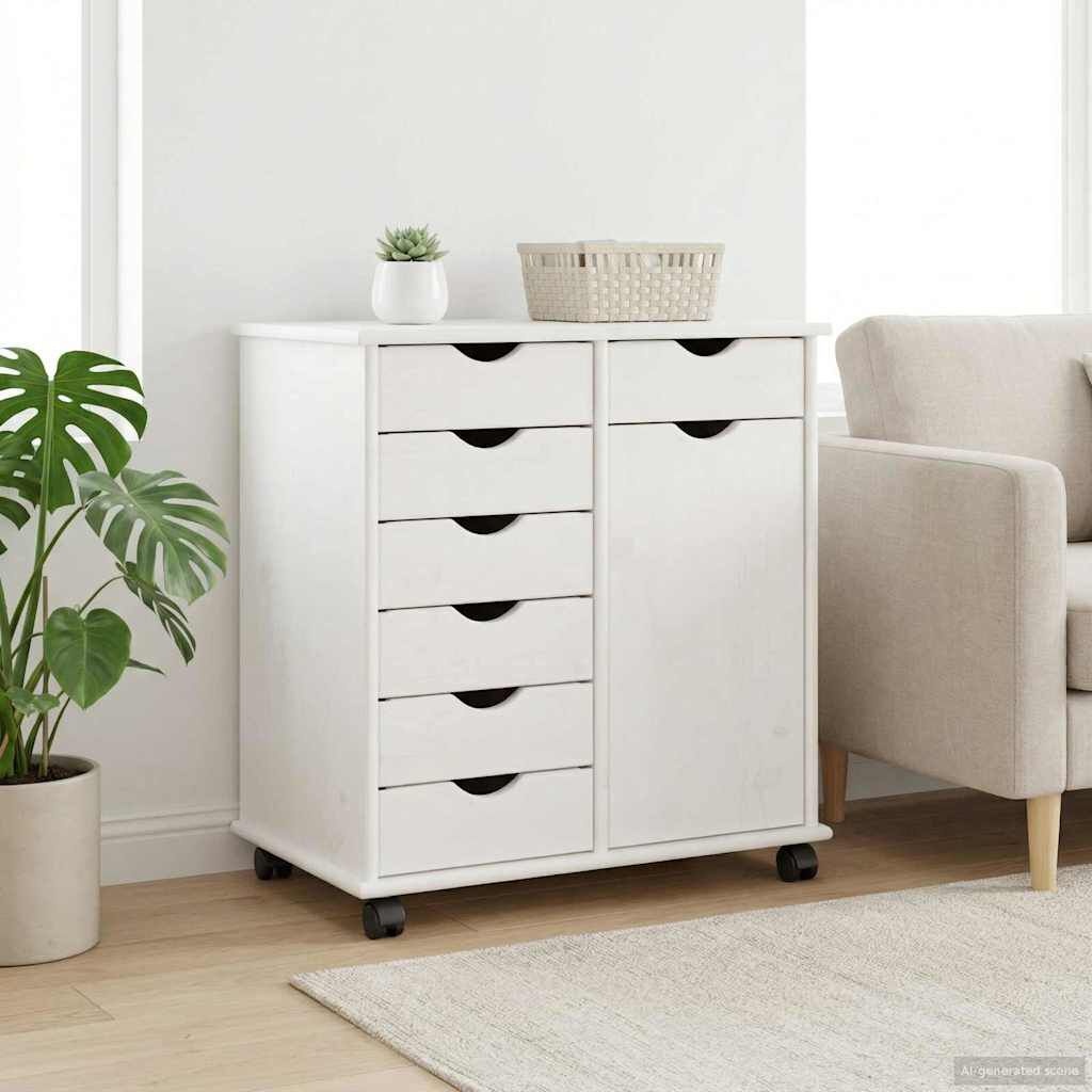 vidaXL Wit Houten Rolkast met Lades & Deur - 54% Korting