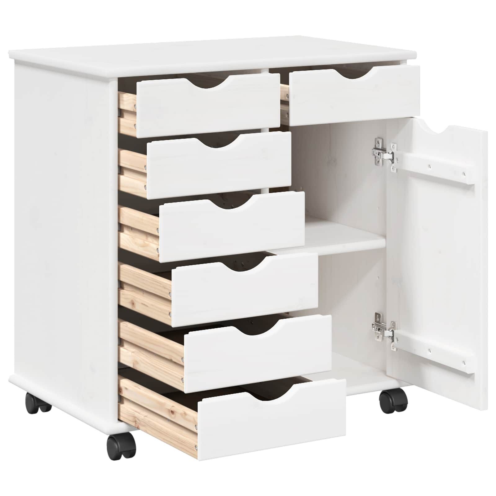 vidaXL Wit Houten Rolkast met Lades & Deur - 54% Korting