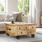 Geretourneerde Salontafel Ruw Mangohout - 70x70x40 cm - 30% Korting