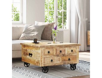 Geretourneerde Salontafel Ruw Mangohout - 70x70x40 cm - 30% Korting