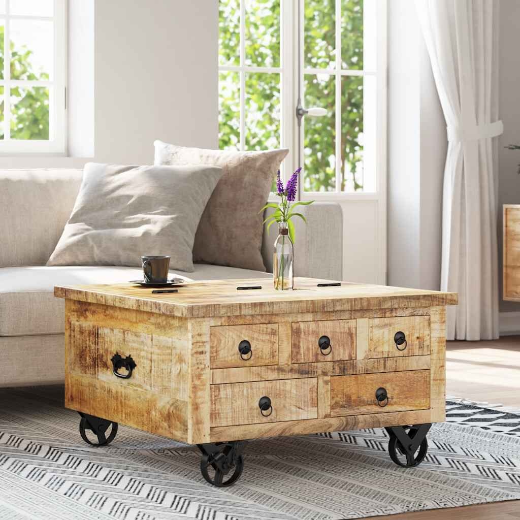Geretourneerde Salontafel Ruw Mangohout - 70x70x40 cm - 30% Korting