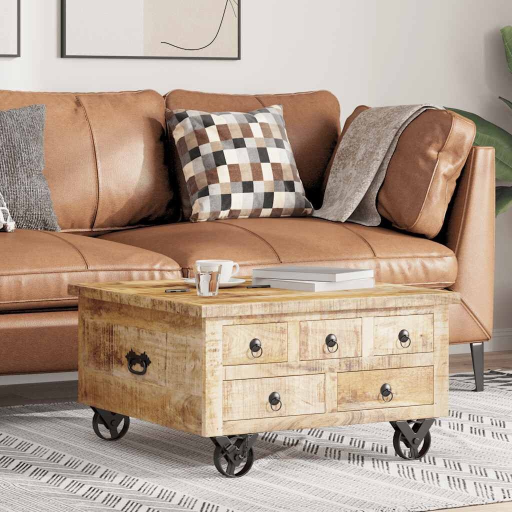 Geretourneerde Salontafel Ruw Mangohout - 70x70x40 cm - 30% Korting