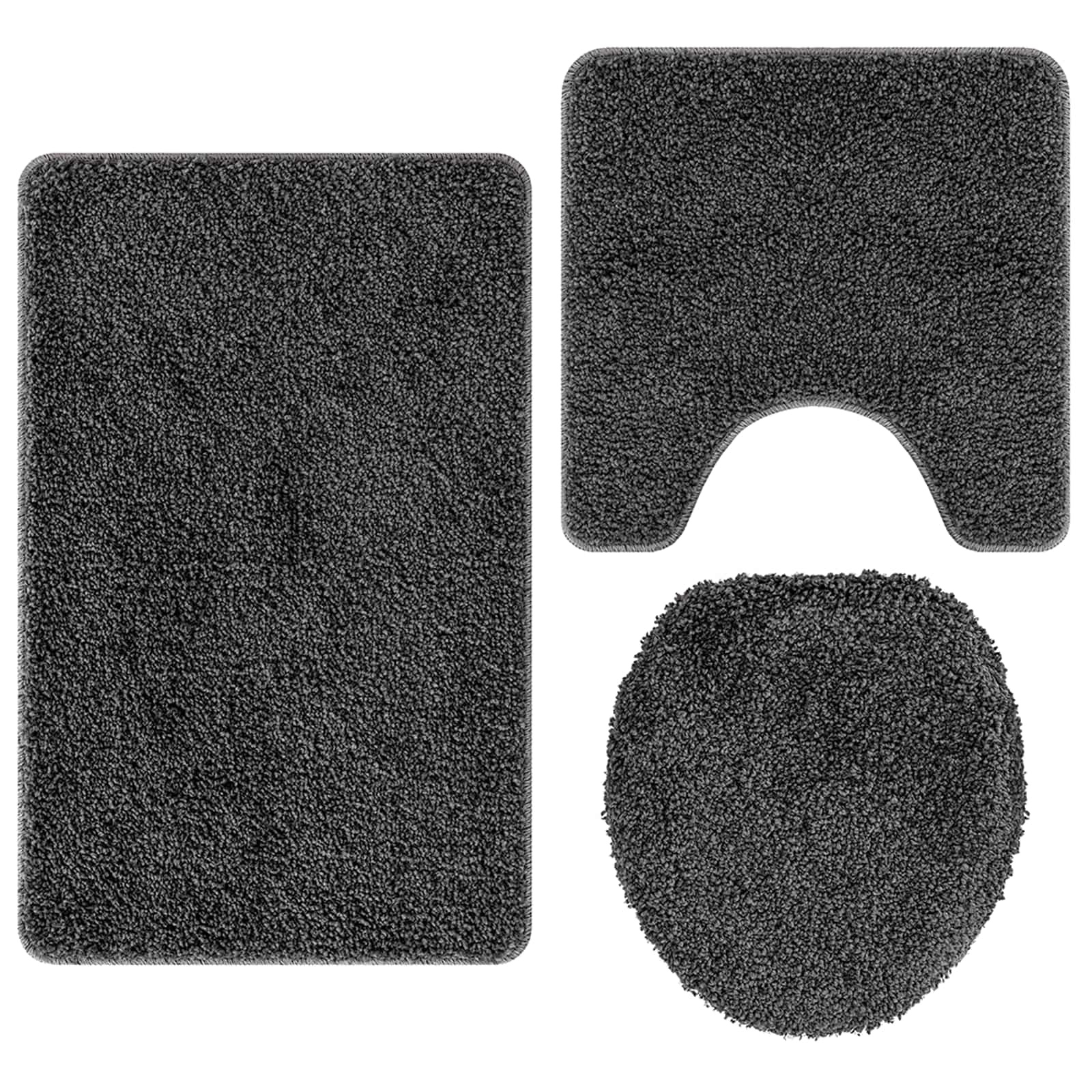3-delige Donkergrijze Badmat Set van Polypropyleen - 33% Korting