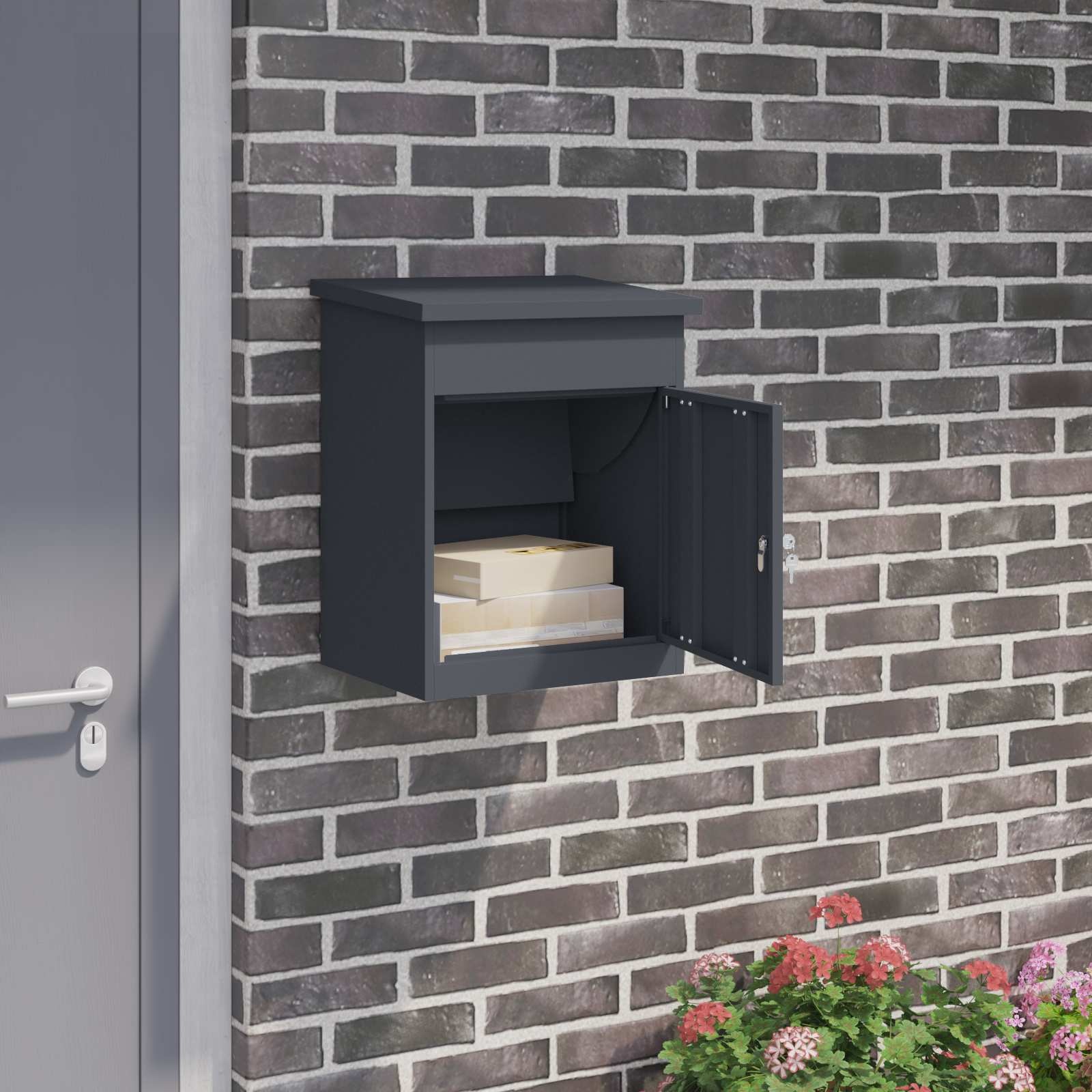 vidaXL Pakket inwerp box Antraciet 44 x 35 x 59 cm Staal